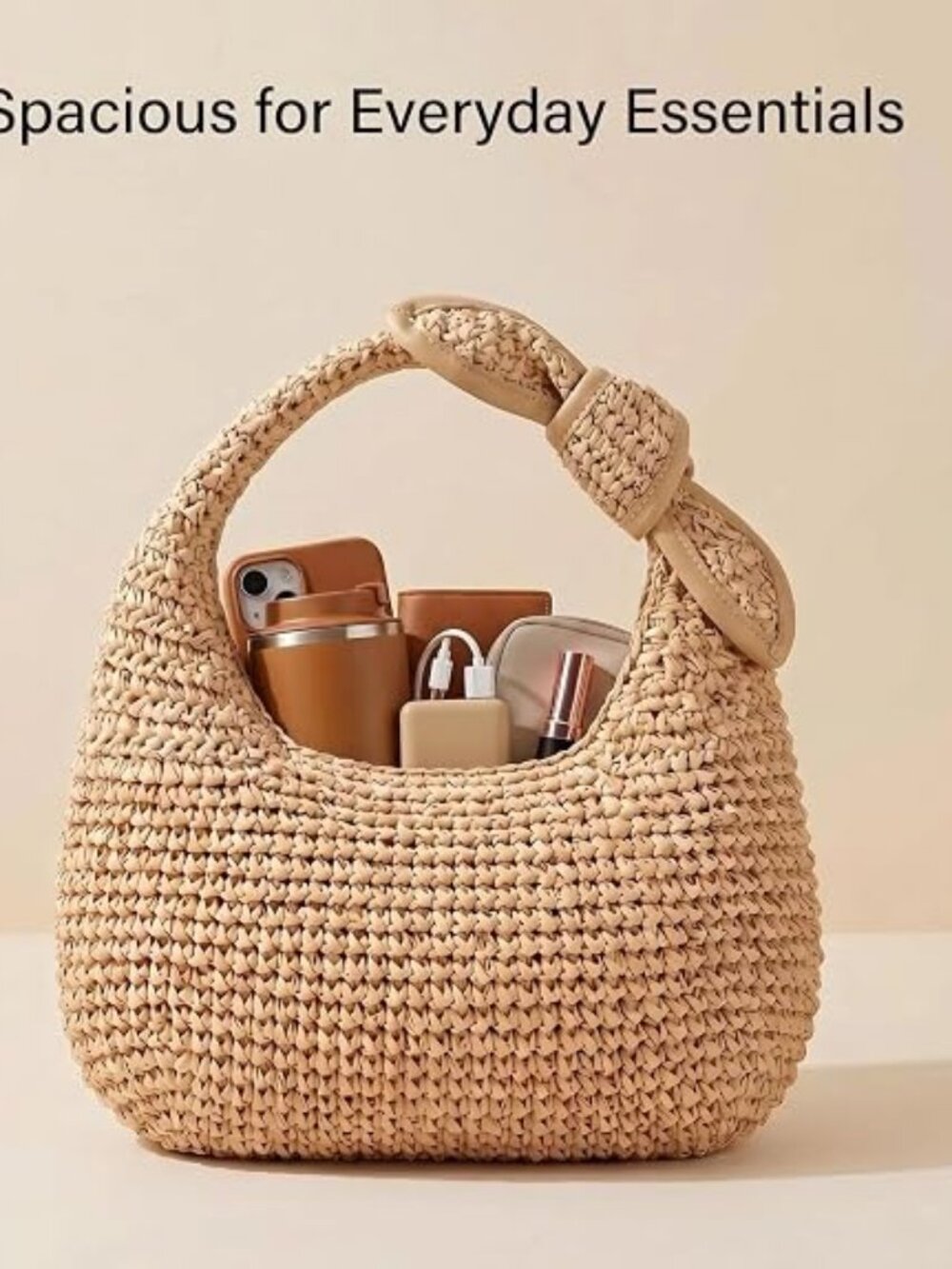 Straw Hobo Bag Women’s Summer Beach Shoulder Purse Handmade Vacation Tote - Picture 5 of 7